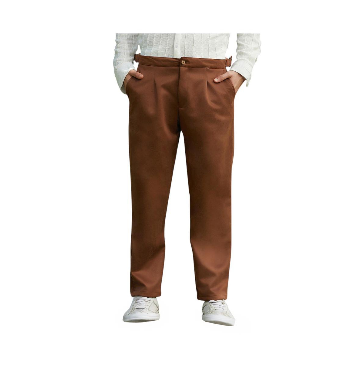 Men's Chocolate Brown Tailored Suede Trousers - Brown