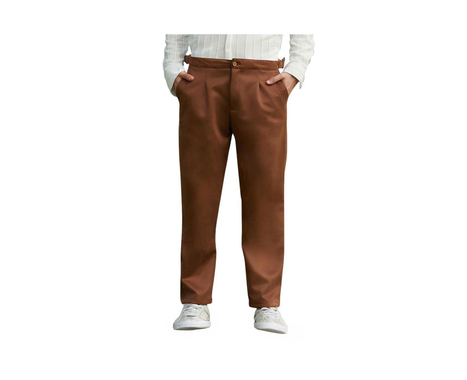 Men's Chocolate Brown Tailored Suede Trousers