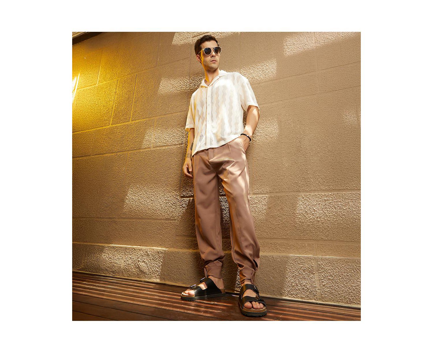 Men's Tan Brown Panelled Gurkha Trousers