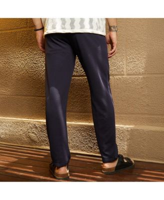 Men's Navy Blue Micro-Waffle Chino Trousers
