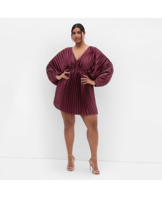 Plus Size Chloe Accordion Sleeve Pleat Dress