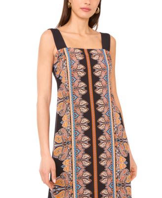 Women's Printed Contrast-Strap Maxi Dress