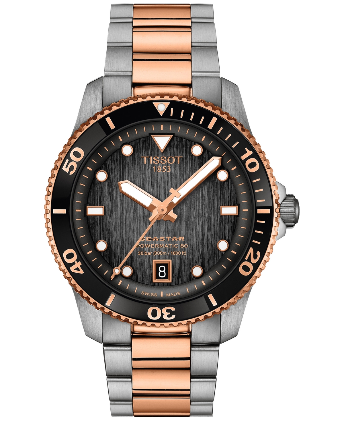 Men's Swiss Automatic Seastar 1000 Powermatic 80 Two-Tone Stainless Steel Bracelet Watch 40mm - Bracelet, Stainless Steel  Pvd Coating