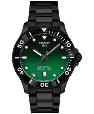 Tissot - Men's Swiss Seastar 1000 Black PVD Stainless Steel Bracelet Watch 40mm