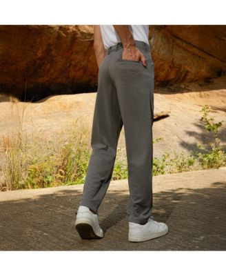 Men's Ash Grey Micro-Check Chino Trousers