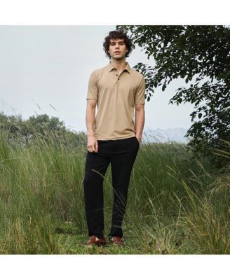 Men's Buff Beige Solid Knit Polo T-Shirt