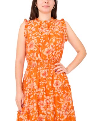 Petite Ruffle-Neck Smocked-Waist Maxi Dress