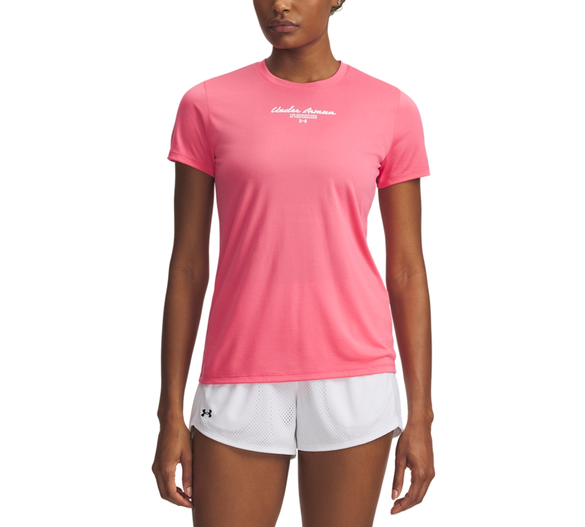 Women's Ua Tech Script Graphic Short-Sleeve Tee - Super Pink / / White