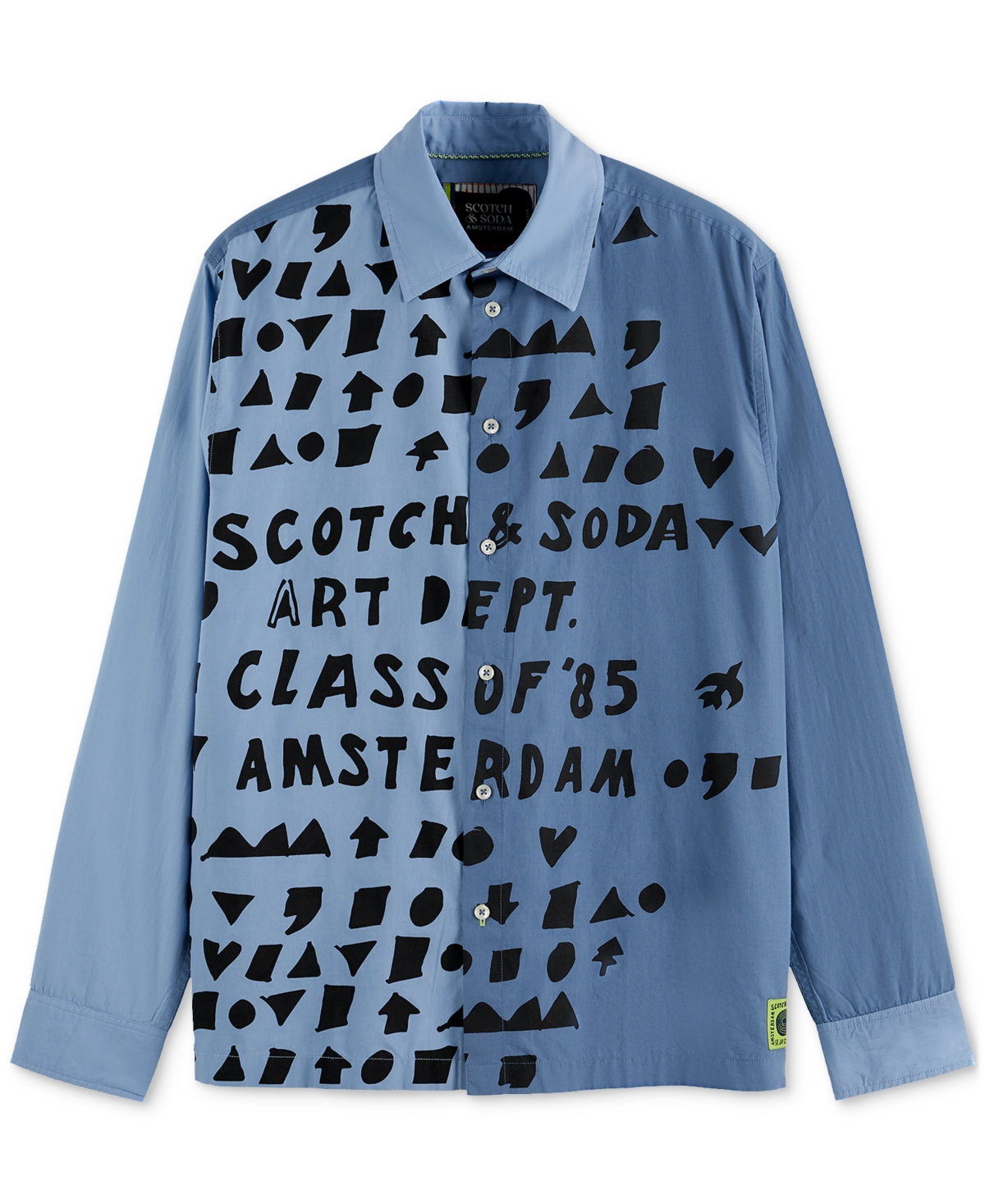 Scotch & Soda Men's Relaxed-fit Letters Poplin Button-down Shirt In Blue