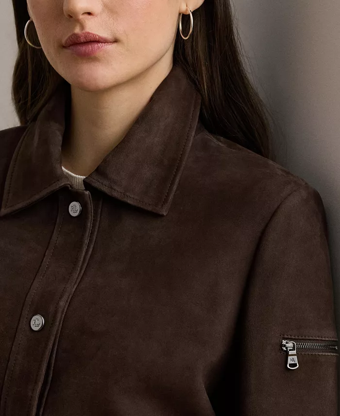 Women's Buttoned Suede Jacket - thumbnail 3