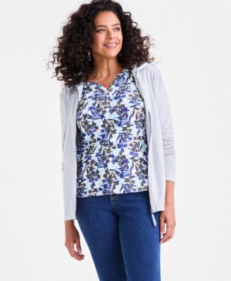 売れ筋商品|||スタイルアンドコー カットソー トップス レディース Women's Short-Sleeve Cotton Henley Top, PXS - 4X, Created for Macy's Atomic Orange Style & Co Women's Printed 3/4-Sleeve Henley Knit Top
