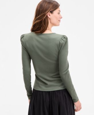 Women's Square-Neck Puff-Sleeve Top, Exclusively at Macy's