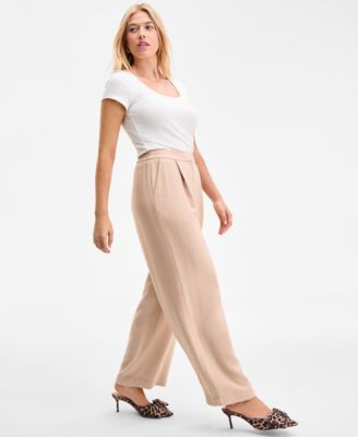 Women's High-Rise Pleated Straight-Leg Pants, Exclusively at Macy's