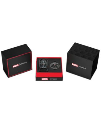 Eco-Drive Men's Marvel Venom Lethal Protector Black Polyurethane Strap Watch 42mm Box Set