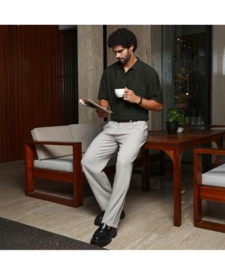 Men's Midnight Black Bohomian Oversized Polo T-Shirt