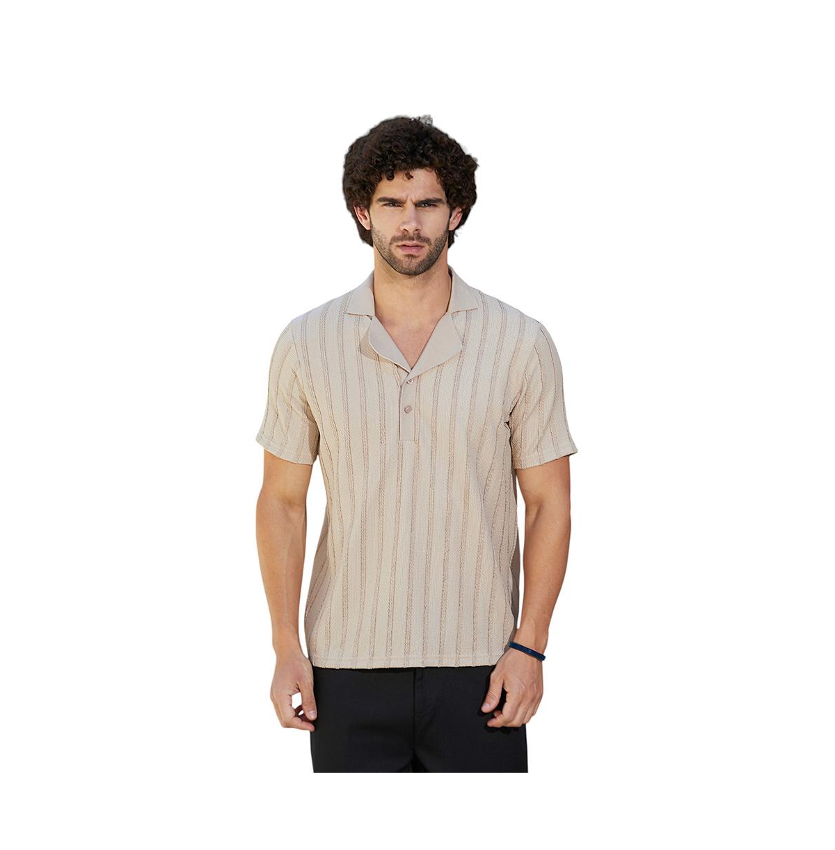 Men's Saltbox Beige Wicker-Tactile Polo T-Shirt - Beige/khaki