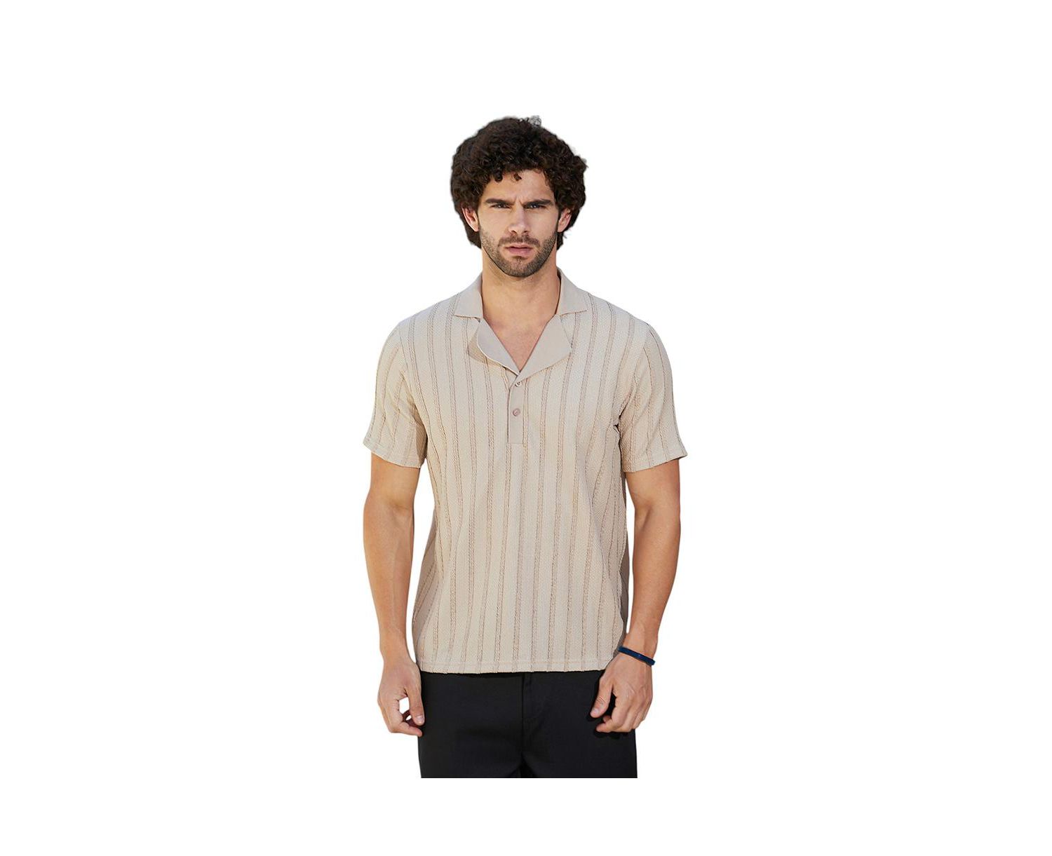 Men's Saltbox Beige Wicker-Tactile Polo T-Shirt