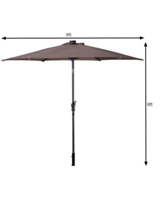 9 Feet Patio LED Solar Umbrella with Crank