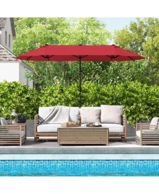 LUCKY ONE 13 Feet Double-Sided Patio Twin Table Umbrella with Crank Handle