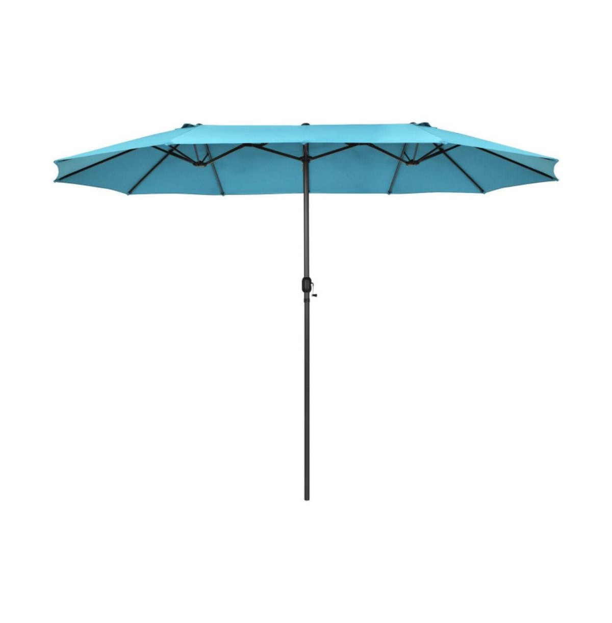 15 Feet Patio Double-Sided Umbrella with Hand-Crank System - Orange