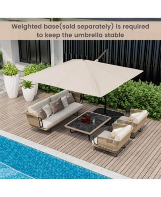 9.5 Feet Square Patio Cantilever Umbrella with 360° Rotation
