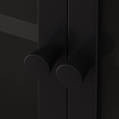 Four-door Glass Storage Cabinet (Black)