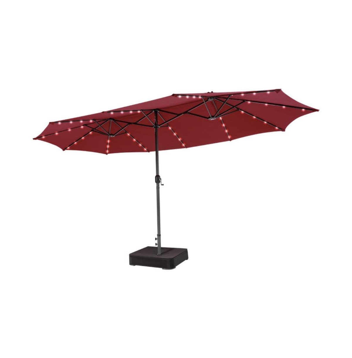 15 Feet Double-Sided Patio Umbrella with 48 Led Lights - Navy