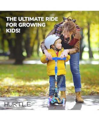 3-Wheel Mini Kickboard Scooter for Kids - Adjustable Handlebar, LED Light-Up Wheels, Ages 2-5 - Graffiti Design