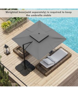 9.5 Feet Cantilever Patio Umbrella with 360° Rotation and Double Top