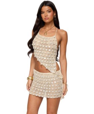 Women's Alora Iridescent Crochet Backless Top