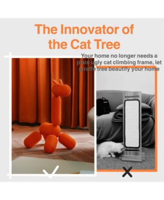 33.46" Large Giraffe Cat Tree Tower Modern Cat Climb Toy Play Center for Kittens Small Cats, Orange