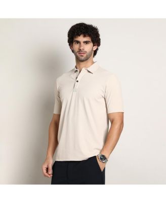 Men's Saltbox Beige Seamless Ribbed Polo T-Shirt