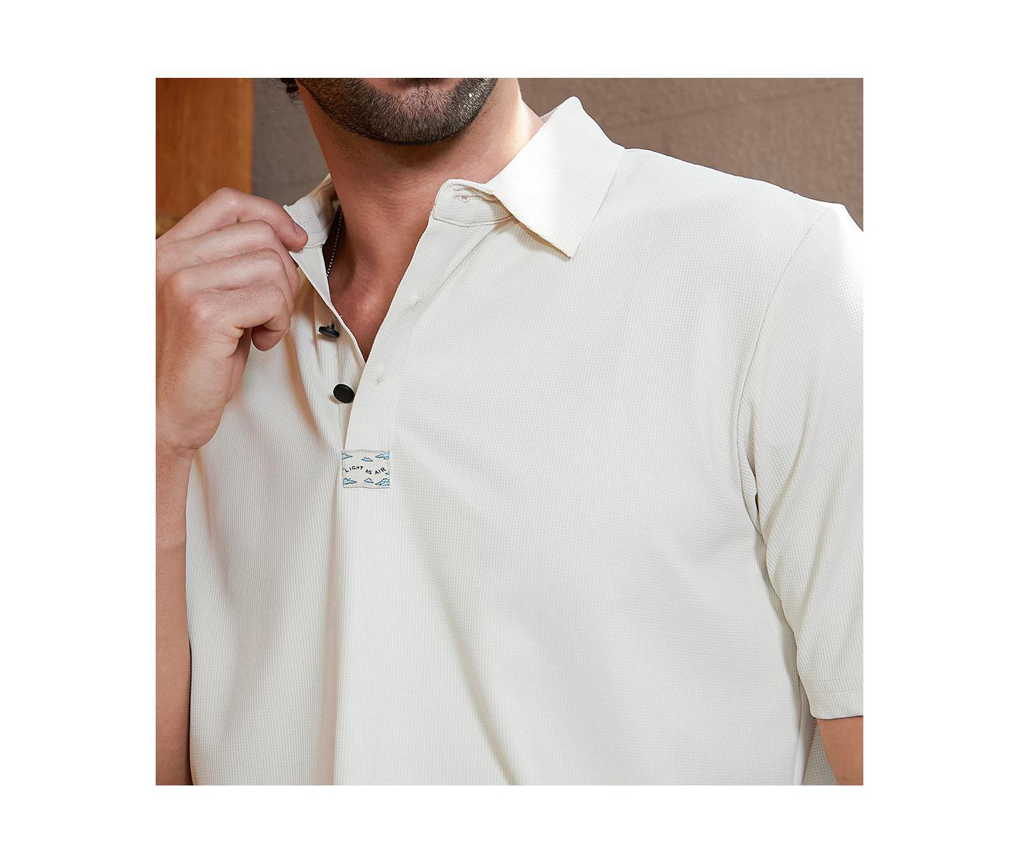 Мужская футболка Cahoot Campus Sutra Off-White Seamless Waffle Polo, цвет: Белый — фото 4