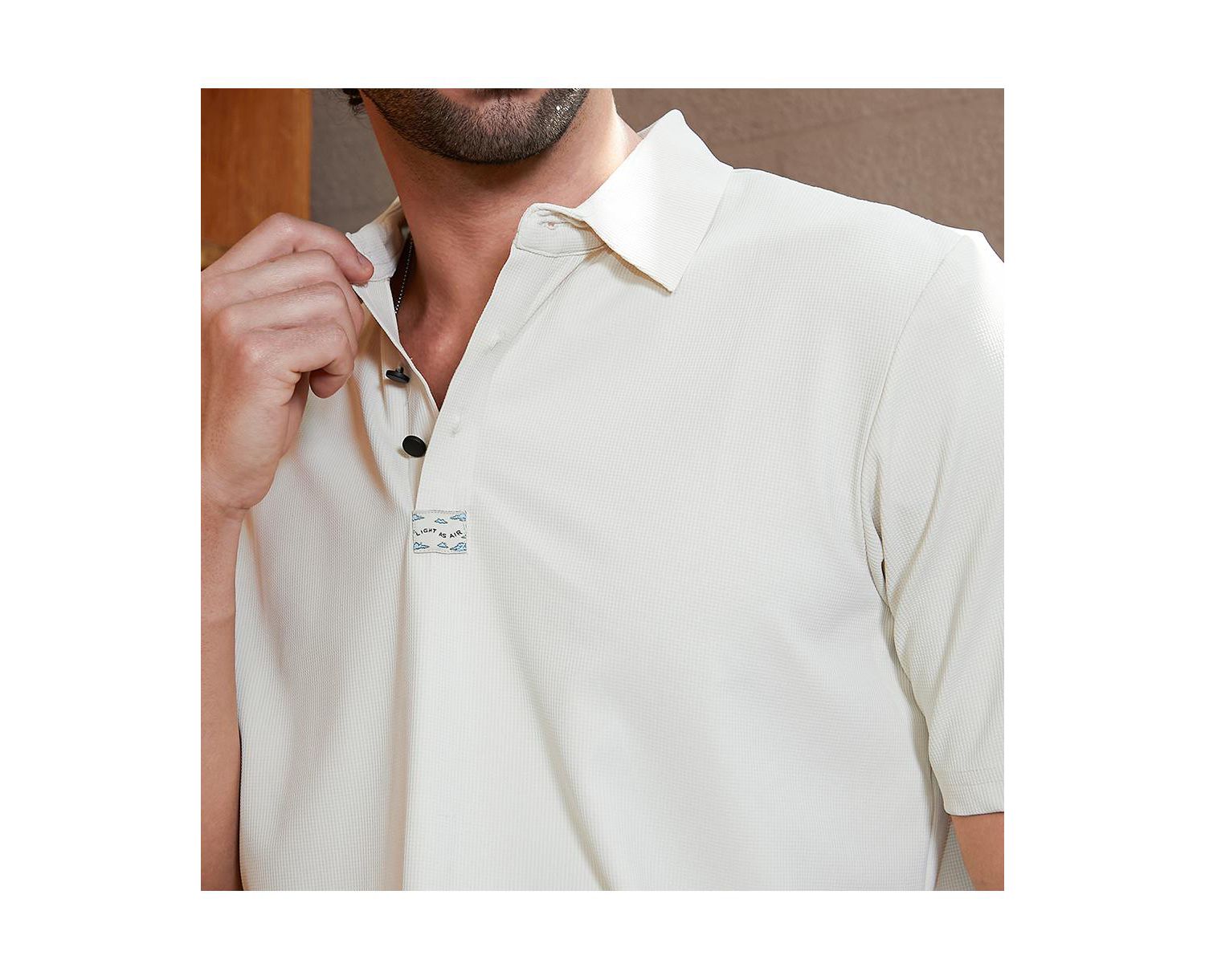 Men's Off-White Seamless Waffle Polo T-Shirt