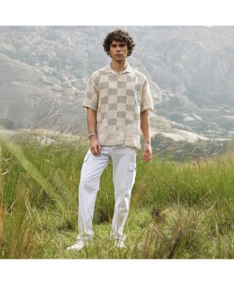 Men's Off-White Grid Oversized Polo T-Shirt