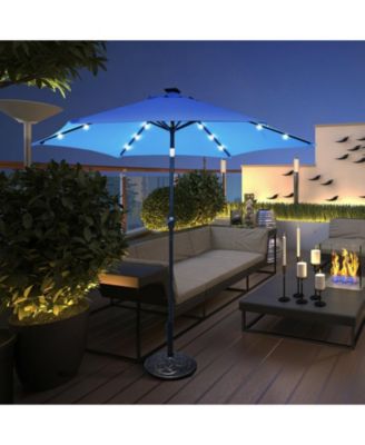 9 Feet Solar LED Lighted Patio Market Umbrella with Tilt Adjustment without Base