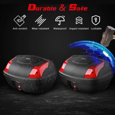 AHR 48L Motorcycle Tour Tail Box Scooter Trunk Storage Lock Carrier Case for Helmet