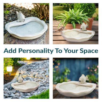 7"H Electric Glazed Ceramic Fish Outdoor Water Fountain