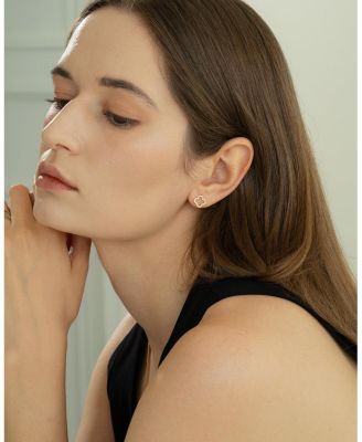 Sterling Silver 18k Gold Plated Aria Clover Set Bracelet,Necklace,Stud