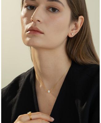 Sterling Silver 18k Gold Plated Estelle Necklace & Stud Earrings Set