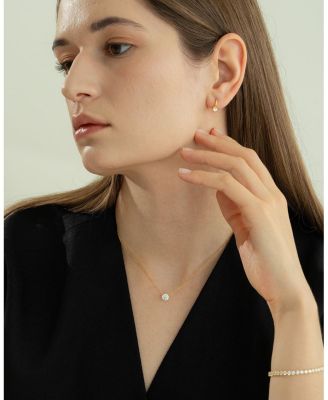 Sterling Silver 18k Gold Plated Estelle Necklace & Stud Earrings Set