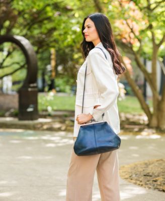 Sofia Small Leather Kiss-Lock Frame Clutch