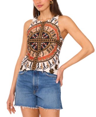 Vince Camuto - Women's Printed Round-Neck Racerback Tank Top
