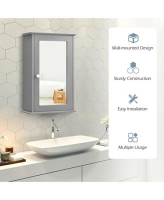 Bathroom Wall Cabinet with Single Mirror Door