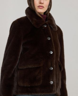 Women's Buttoned Faux-Fur Jacket