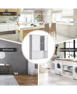 2-Door Wall Mount Bathroom Storage Cabinet with Open Shelf