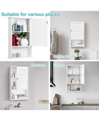 Bathroom Wall Mount Storage Cabinet Single Door with Height Adjustable Shelf