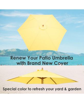 9ft Outdoor Umbrella  Replacement Canopy with 6 Ribs Market Table Top Sunshade Cover Garden Beach Balcony