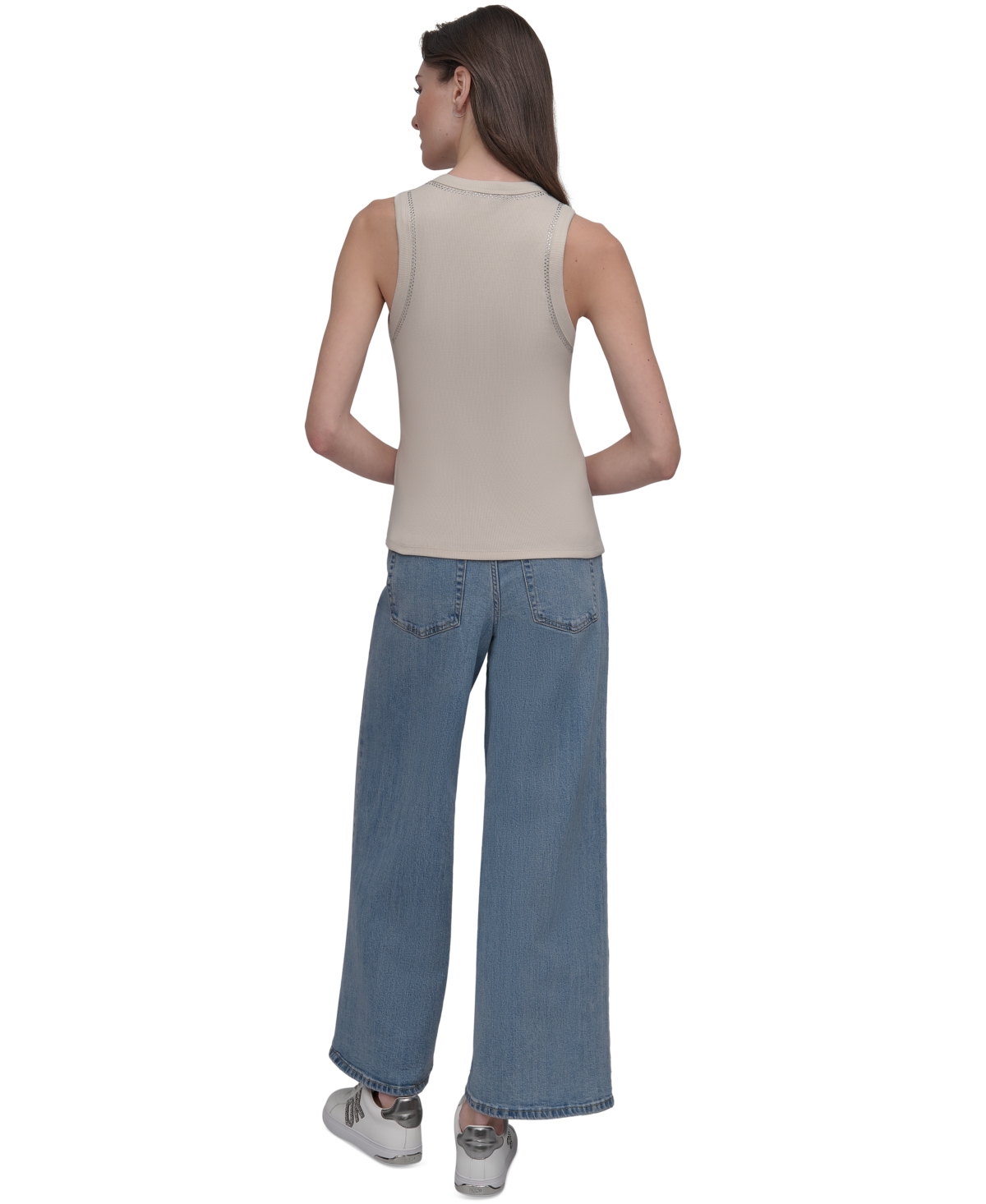 Dkny Jeans Women's Studded Crewneck Tank In Gray