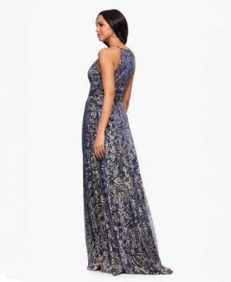 Women's Sleeveless Metallic Halter Dress